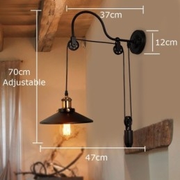 Retro Infällda Vägglampor Aisle Bar Cafe Sovrum Study Loft Pulley Vägglampa