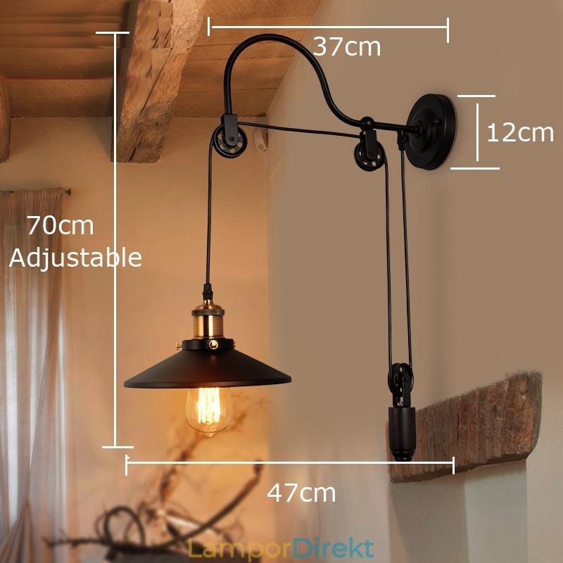 Retro Infällda Vägglampor Aisle Bar Cafe Sovrum Study Loft Pulley Vägglampa