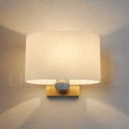 Modernt Samtida Trä Vägglampor I Rostfritt Stål Med Glasskärm För Gångbaren Café Sovrum Study Loft Trissa Vägglampa