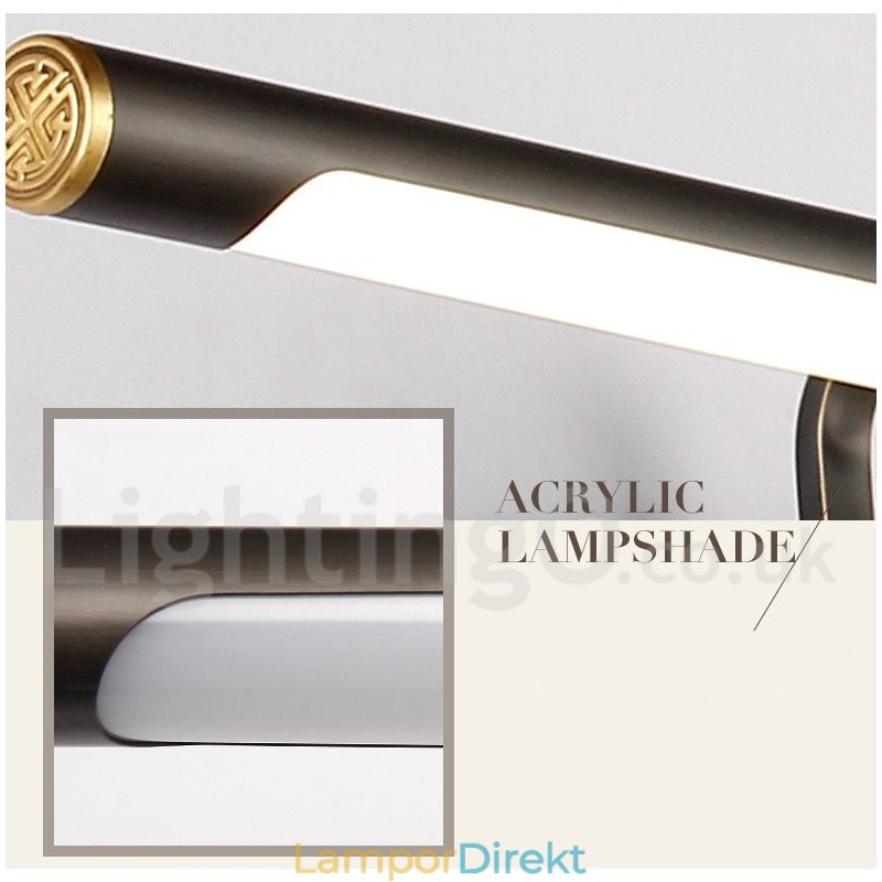 Ipmirror Lamp Badrumsbelysning Vägglampor I Rent Mässing Med Akrylskärm Sminkningsbelysning