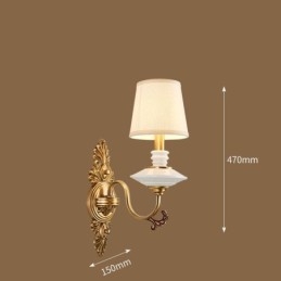 100 % Ren Mässing Lyxig Rustik Retro Vintage Mässing Keramik 1 Ljus Väggljus Med Tygskärm Special För Hotellkontor Showroom Vardagsrum Matsal