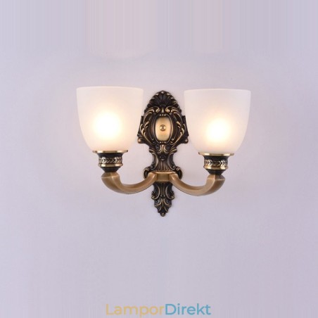 Ren Mässing Lyxig Rustik Retro Vintage Mässing 2 Ljus Ljus Vägglampa Med Glasskärmar Special För Hotellkontor Showroom Vardagsrum Matsal Ren Mässing Lyxig Rustik Retro Vintage Mässing 2 Ljus Ljus Vägglampa Med Glasskärmar Special För Hotellkontor Showroom Vardagsrum Matsal