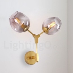 Rustik Retro Vintage Två Ljus Vägglampa Med Flera Färger Glasskärm Special För Hotellkontor Showroom Vardagsrum Sängrum
