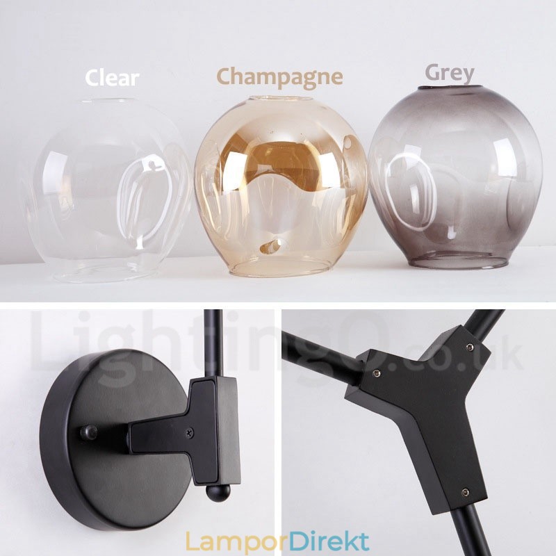 Rustik Retro Vintage Två Ljus Vägglampa Med Flera Färger Glasskärm Special För Hotellkontor Showroom Vardagsrum Sängrum