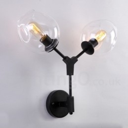 Rustik Retro Vintage Två Ljus Vägglampa Med Flera Färger Glasskärm Special För Hotellkontor Showroom Vardagsrum Sängrum