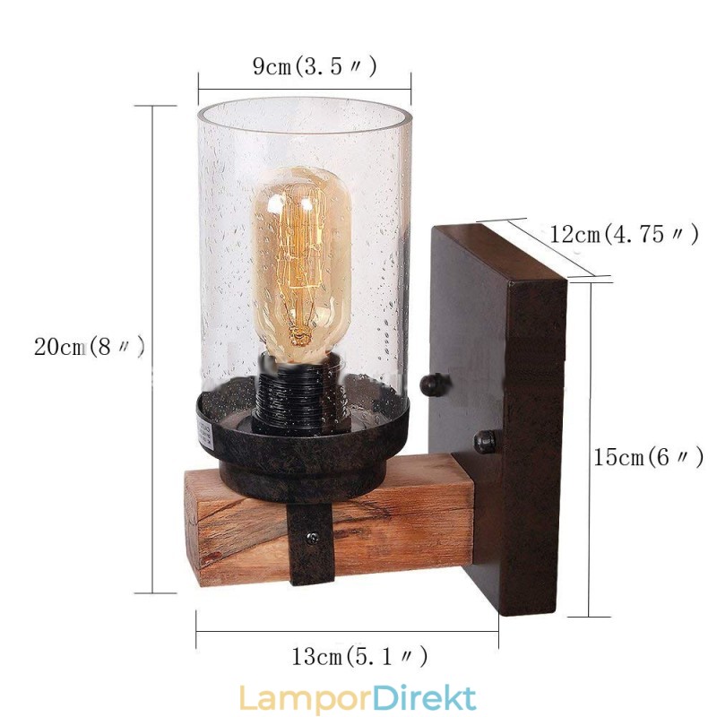 1 Ljus Vintage Trä Industriell Stil Vägglampa För Vindbar Loft Kafferestaurang