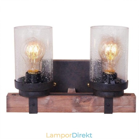 2 Ljus Vintage Trä Industriell Stil Vägglampa För Vindbar Loft Kafferestaurang 2 Ljus Vintage Trä Industriell Stil Vägglampa För Vindbar Loft Kafferestaurang