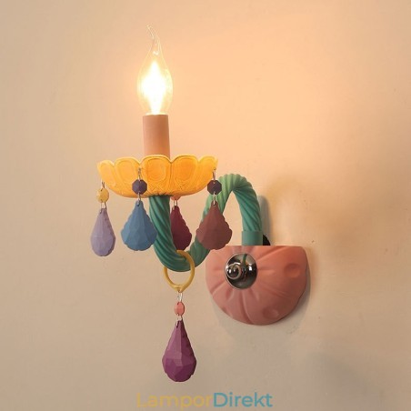 Macaron 1 Light Multi Crystal Candle Retro Glas Vägglampa För För Barnrum Barn Sovrum Macaron 1 Light Multi Crystal Candle Retro Glas Vägglampa För För Barnrum Barn Sovrum