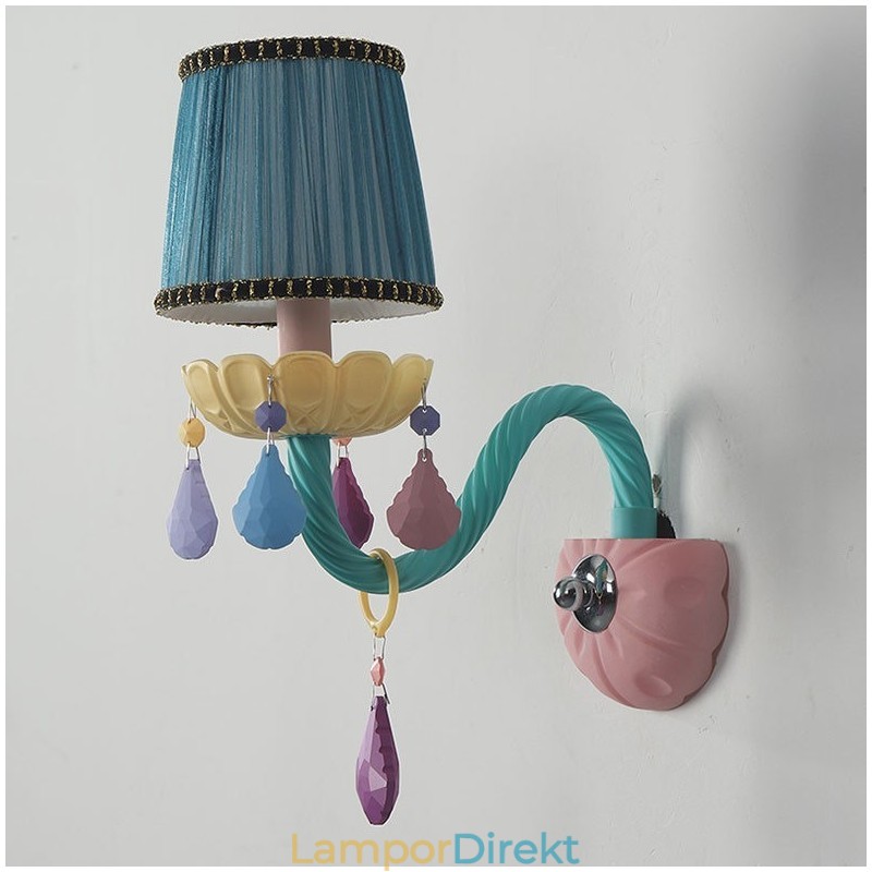 Macaron 1 Light Multi Crystal Candle Retro Glas Vägglampa För För Barnrum Barn Sovrum