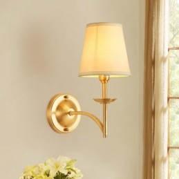 Ren Mässing Lyxig Rustik Retro Vintage 1 Ljus Väggljus Med Tygskärm Special För Hotellsovrum Showroom Vardagsrum Matsal