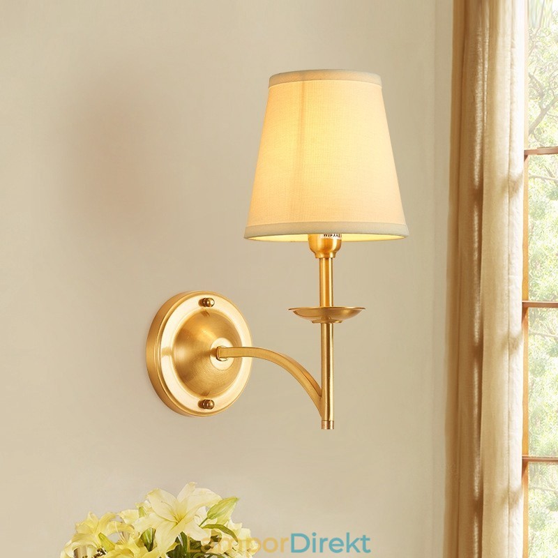 Ren Mässing Lyxig Rustik Retro Vintage 1 Ljus Väggljus Med Tygskärm Special För Hotellsovrum Showroom Vardagsrum Matsal