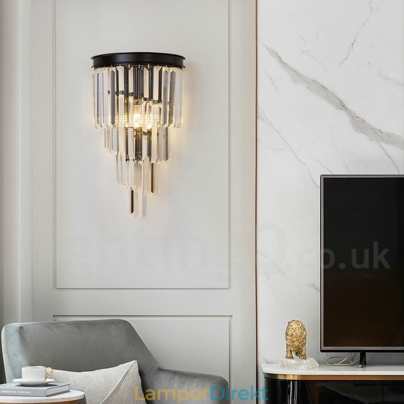 Modern Luxury K9 Kristallvägglampa Med Kristallskärm