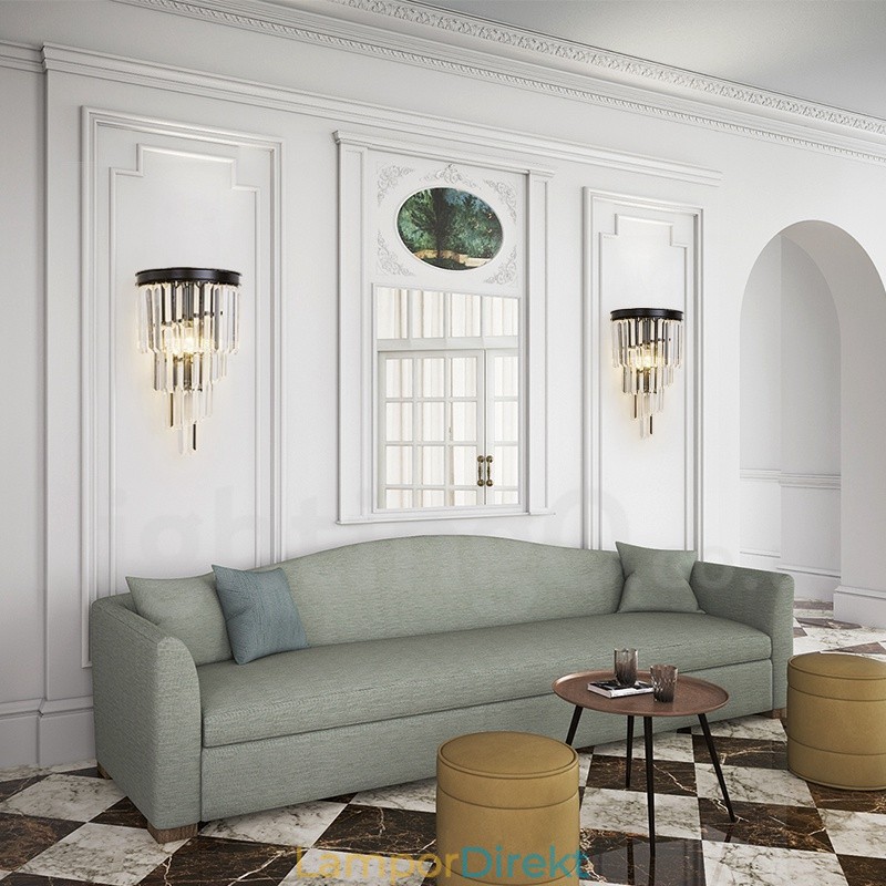 Modern Luxury K9 Kristallvägglampa Med Kristallskärm