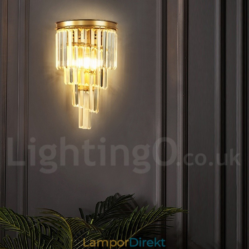 Modern Luxury K9 Kristallvägglampa Med Kristallskärm