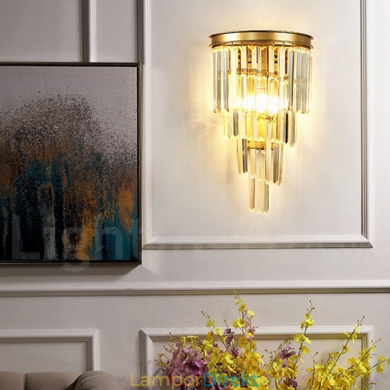 Modern Luxury K9 Kristallvägglampa Med Kristallskärm
