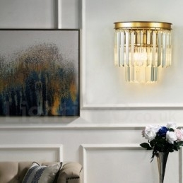 Modern Luxury K9 Kristallvägglampa Med Kristallskärm