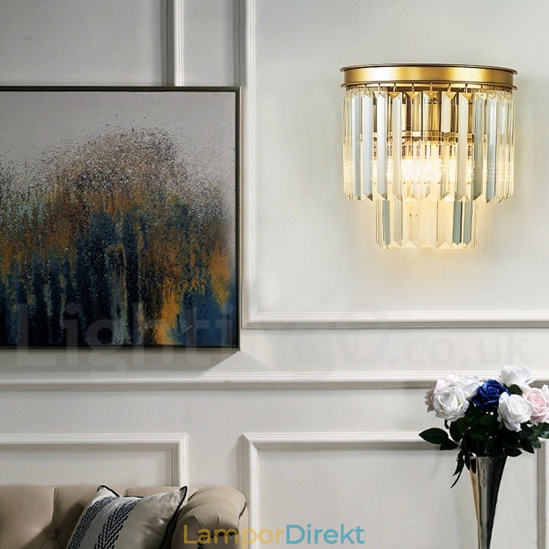 Modern Luxury K9 Kristallvägglampa Med Kristallskärm