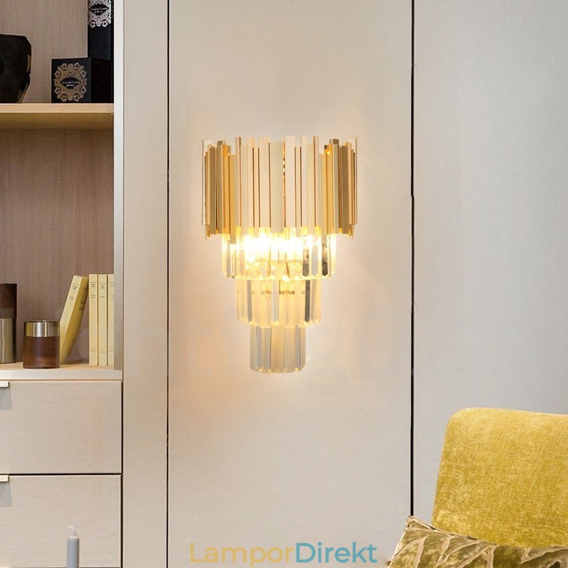Guldmatchande Postmodern Luxury K9 Crystal Vägglampa Med Kristallskärm