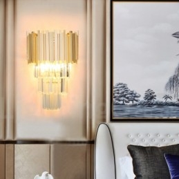 Guldmatchande Postmodern Luxury K9 Crystal Vägglampa Med Kristallskärm