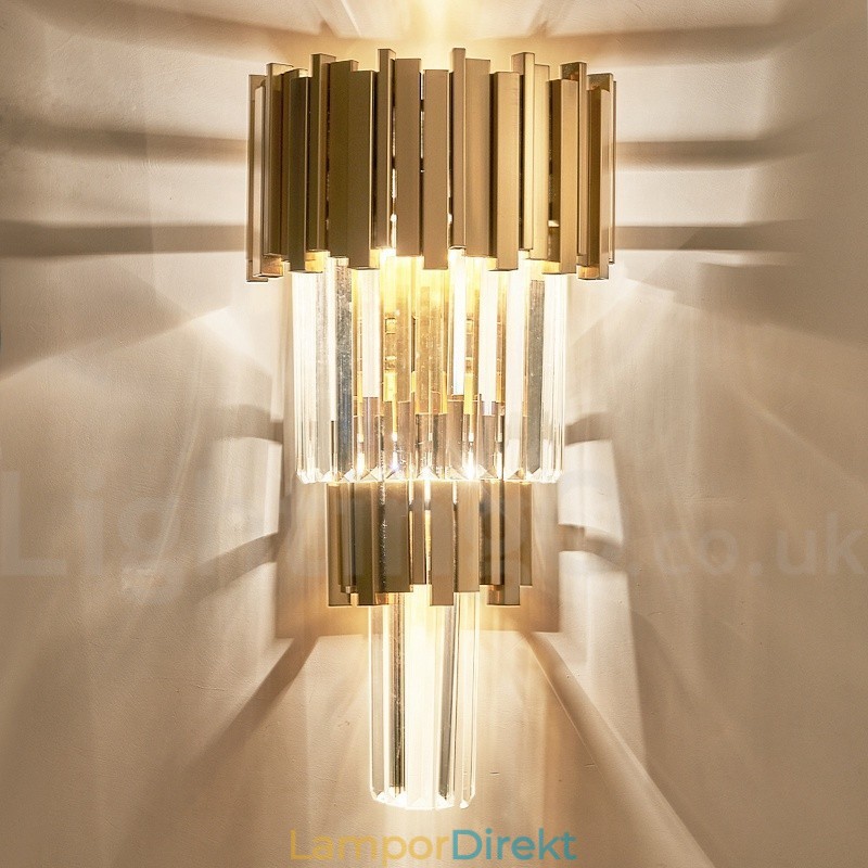 Modern Luxury K9 Kristallvägglampa Med Kristallskärm