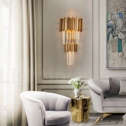 Modern Luxury K9 Kristallvägglampa Med Kristallskärm