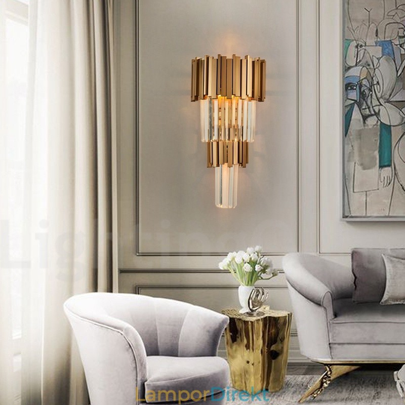 Modern Luxury K9 Kristallvägglampa Med Kristallskärm