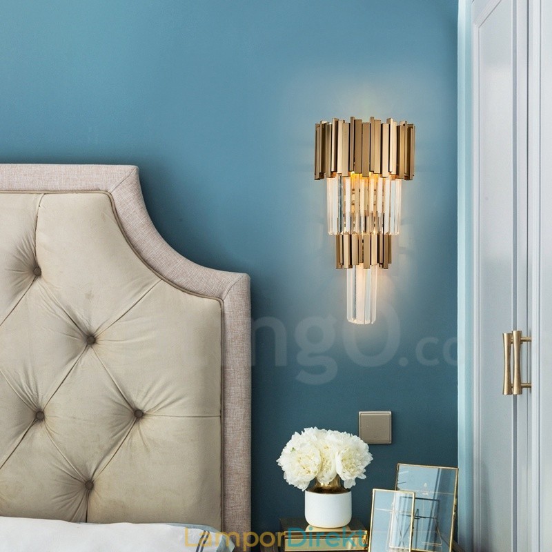 Modern Luxury K9 Kristallvägglampa Med Kristallskärm