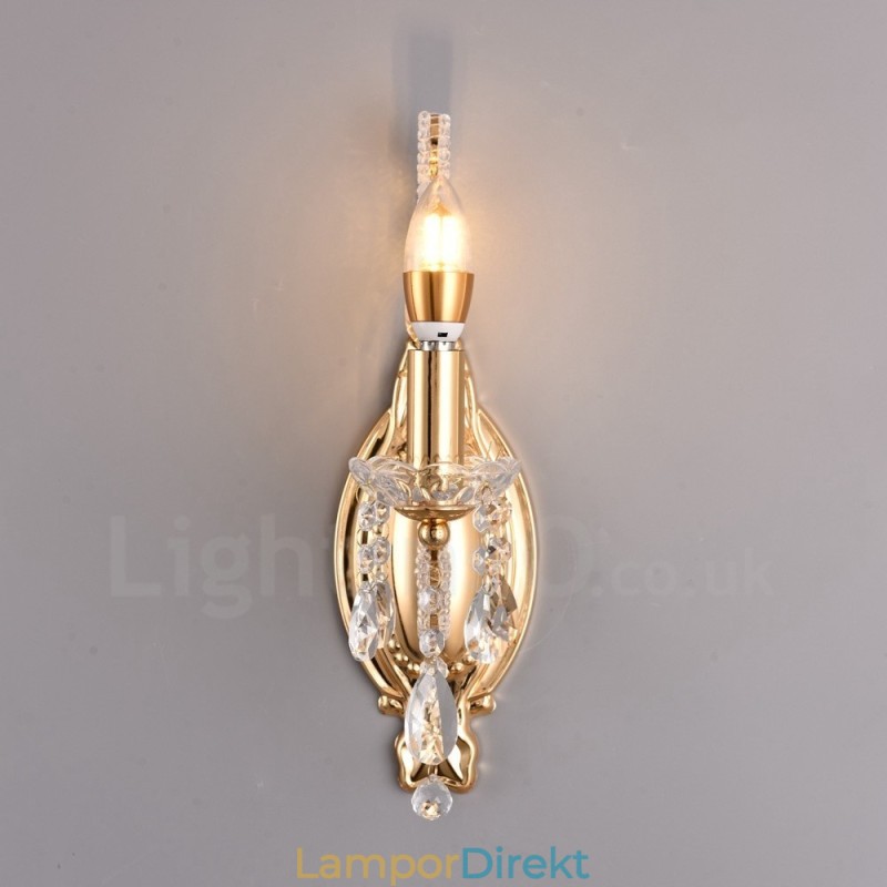 1 Ljus Guld Svart American Style Crystal Vägglampa För Vardagsrum Matsal Klädaffär Coffee Store Hotel
