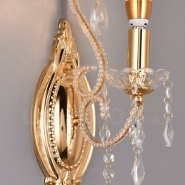 1 Ljus Guld Svart American Style Crystal Vägglampa För Vardagsrum Matsal Klädaffär Coffee Store Hotel