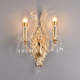 2 Ljus Guld Svart American Style Crystal Vägglampa För Vardagsrum Matsal Klädaffär Coffee Store Hotel