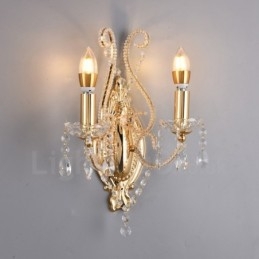 2 Ljus Guld Svart American Style Crystal Vägglampa För Vardagsrum Matsal Klädaffär Coffee Store Hotel