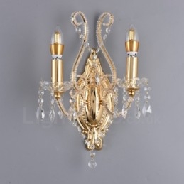 2 Ljus Guld Svart American Style Crystal Vägglampa För Vardagsrum Matsal Klädaffär Coffee Store Hotel