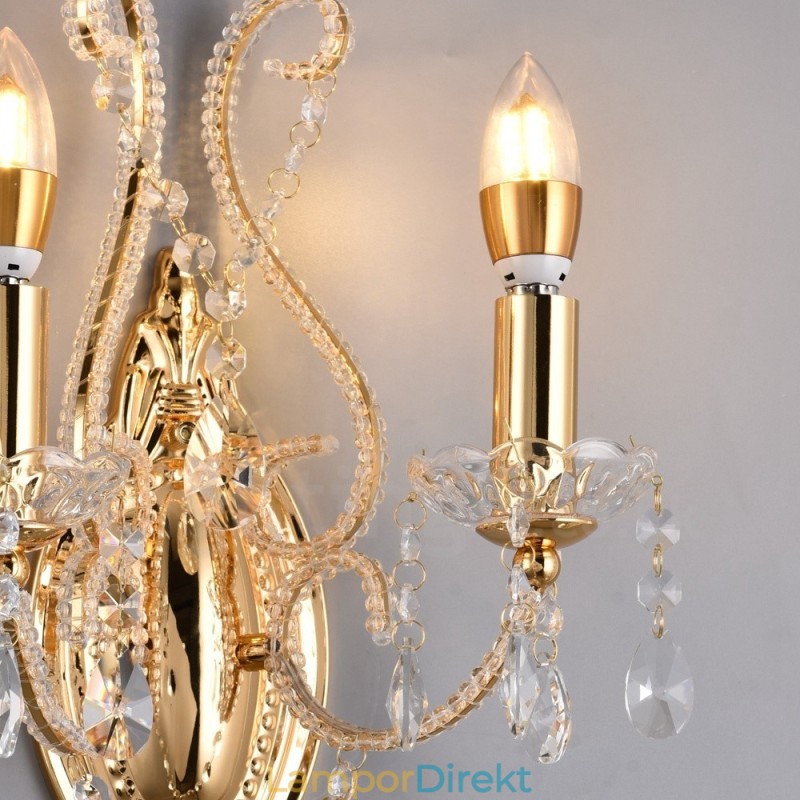 2 Ljus Guld Svart American Style Crystal Vägglampa För Vardagsrum Matsal Klädaffär Coffee Store Hotel