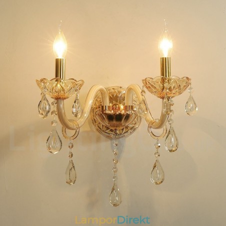 2 Ljus Guld K9 Kristallljus Retro Glas Vägglampa 2 Ljus Guld K9 Kristallljus Retro Glas Vägglampa