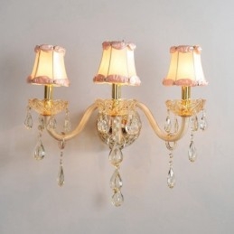 3 Ljus Guld K9 Kristallljus Retro Glas Vägglampa