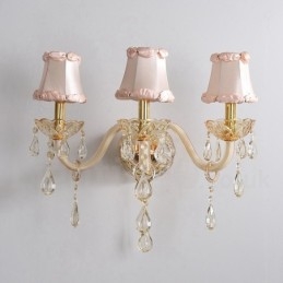 3 Ljus Guld K9 Kristallljus Retro Glas Vägglampa