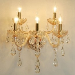 Ljus Guld K9 Kristallljus Retro Glas Vägglampa