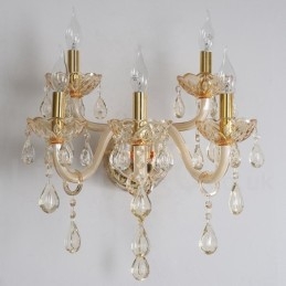 Ljus Guld K9 Kristallljus Retro Glas Vägglampa