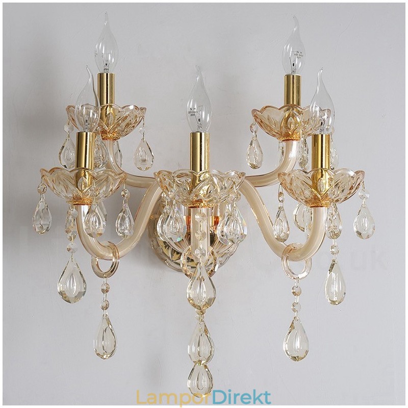 Ljus Guld K9 Kristallljus Retro Glas Vägglampa