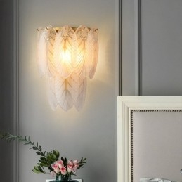 Nordisk Fransk Fjäder Kristall Vägglampetter Postmodern Belysning Lyx Vardagsrum Bakgrund Väggkorridor Som Hotell Panel Vägglampa