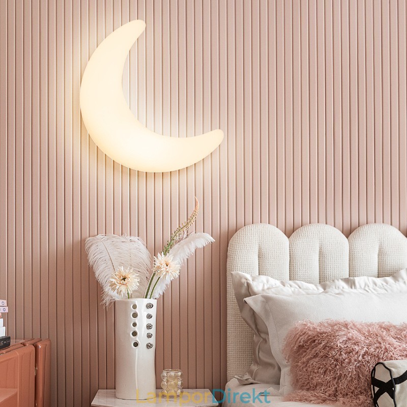 20W Nordic Indoor Moon Shape Barnrum Vägglampetter Taklampor