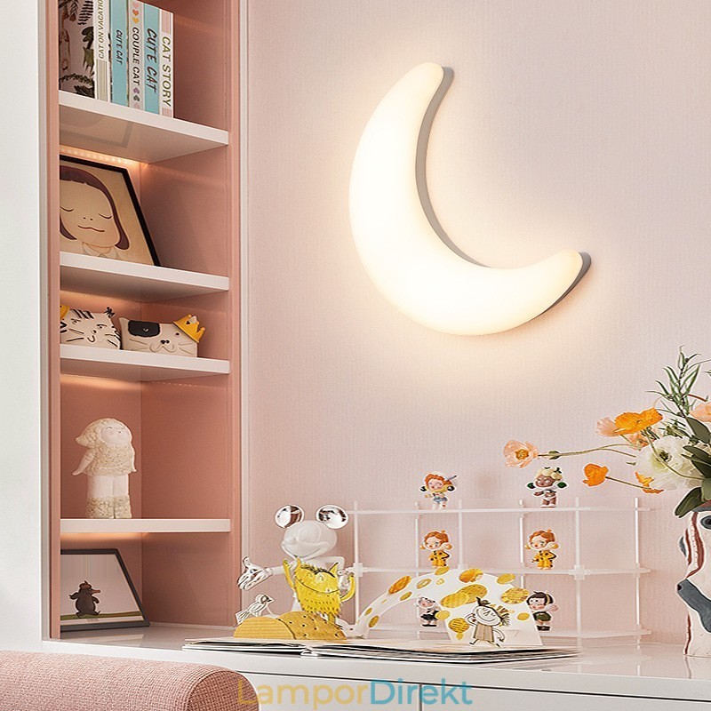 20W Nordic Indoor Moon Shape Barnrum Vägglampetter Taklampor