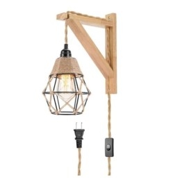 Hampa Rep Järn Konst Vägglampa American Pastoral Retro Vägglampa Med Plugg