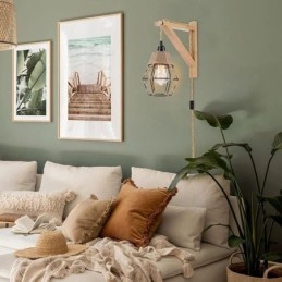 Hampa Rep Järn Konst Vägglampa American Pastoral Retro Vägglampa Med Plugg