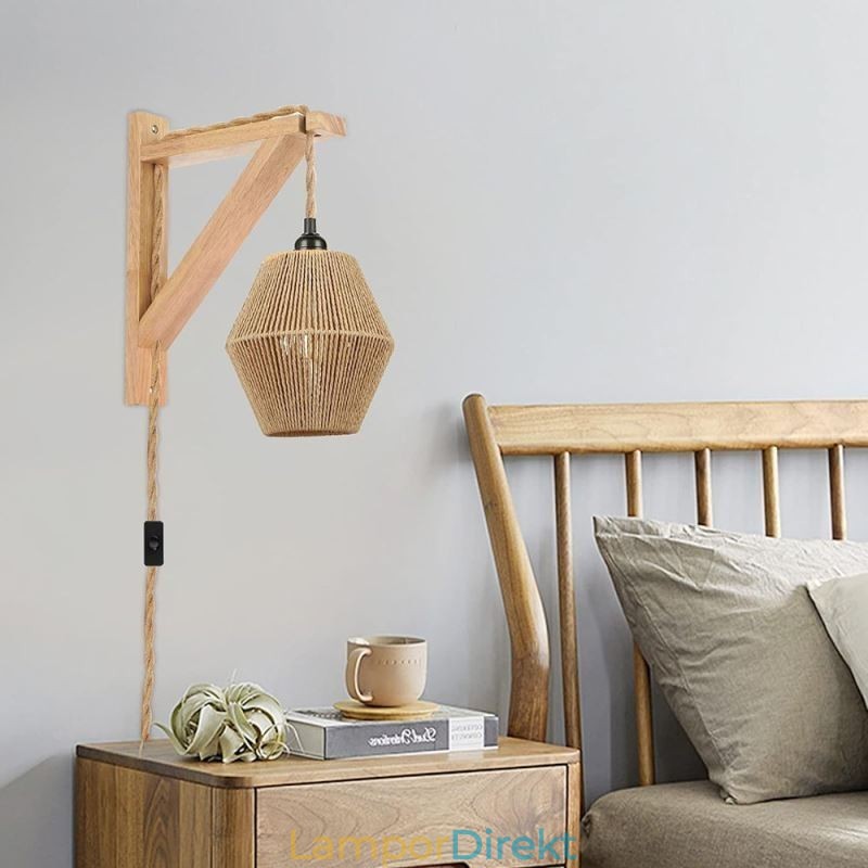 Pappersrep Vägglampa American Pastoral Retro Vägglampa Med Stickpropp