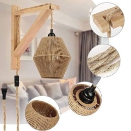 Pappersrep Vägglampa American Pastoral Retro Vägglampa Med Stickpropp