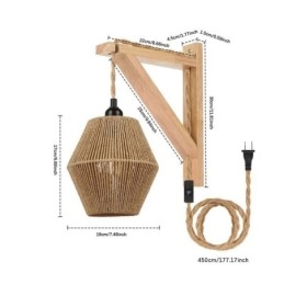 Pappersrep Vägglampa American Pastoral Retro Vägglampa Med Stickpropp