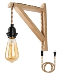 Vägglampa I Massivt Trä Amerikansk Pastoral Retro Hamparep Vägglampa Med Stickpropp