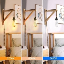 Vägglampa I Massivt Trä Amerikansk Pastoral Retro Hamparep Vägglampa Med Stickpropp