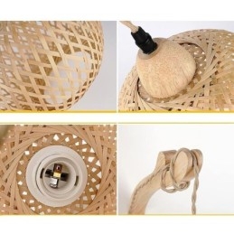 Bambu Vägglampa American Pastoral Retro Hamp Rep Vägglampa Med Plugg